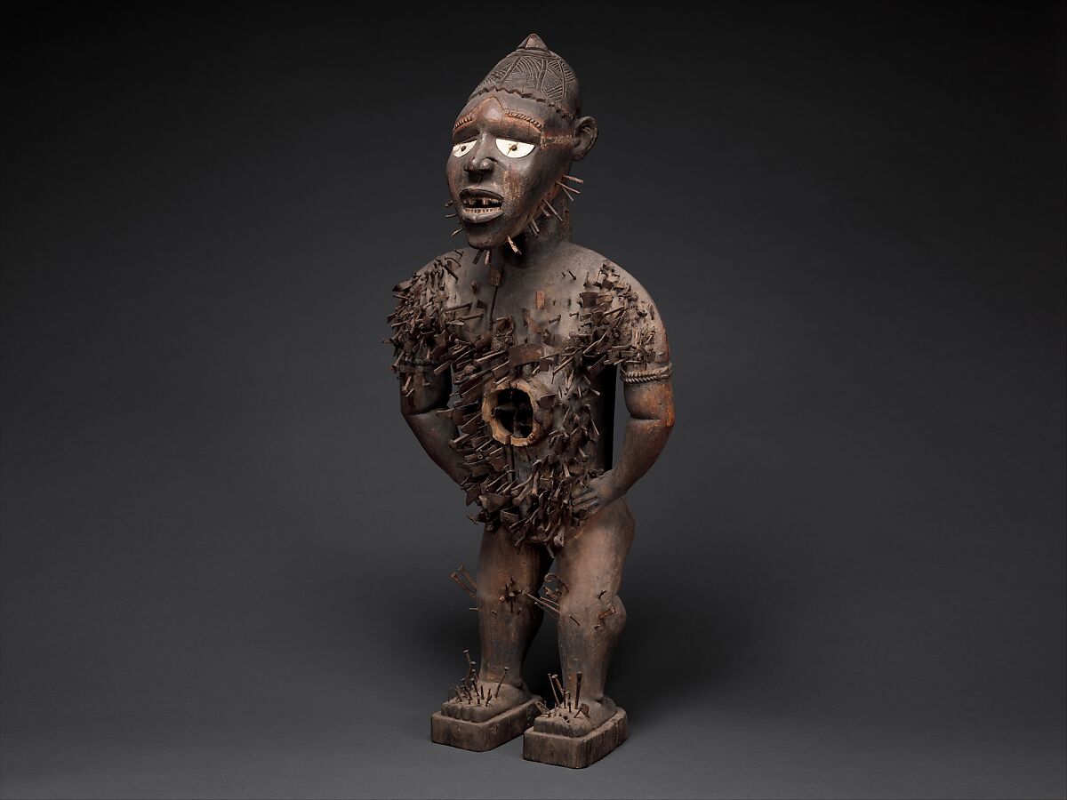 Mangaaka Power Figure (Nkisi N’Kondi), Yombe-Kongo artist and nganga (ritual specialist), Wood, iron, resin, ceramic, plant fiber, textile, pigment, Kongo peoples