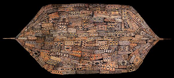 Ceremonial House Ceiling, Sago palm spathe, paint, wood, Kwoma people